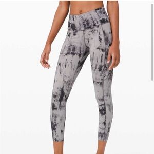 lululemon fast and free 25” leggings in game day dark chrome black multi